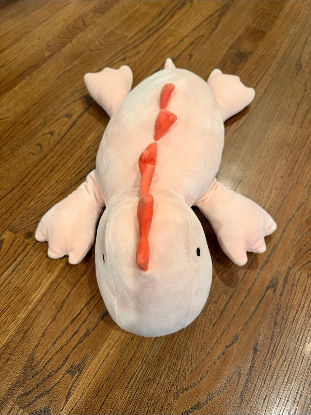 Plush weighted dinosour Stuffed Animal - Pale Pink with Coral Spikes